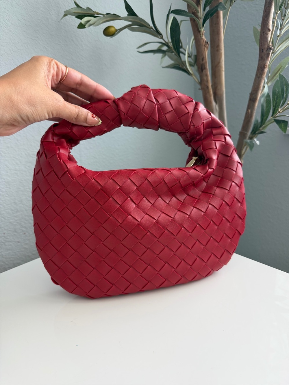 Urban Expressions Red Woven Mini Top-Handle Bag